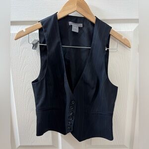 Ann Taylor Black Pinstripe Vest Minimalist Chic